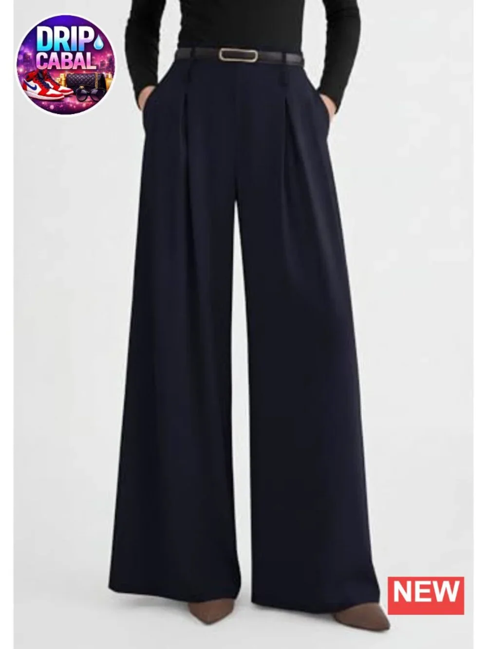 Women's Wide Leg Dress Pants Flowy High Waisted Palazzo Trousers w/ Pockets